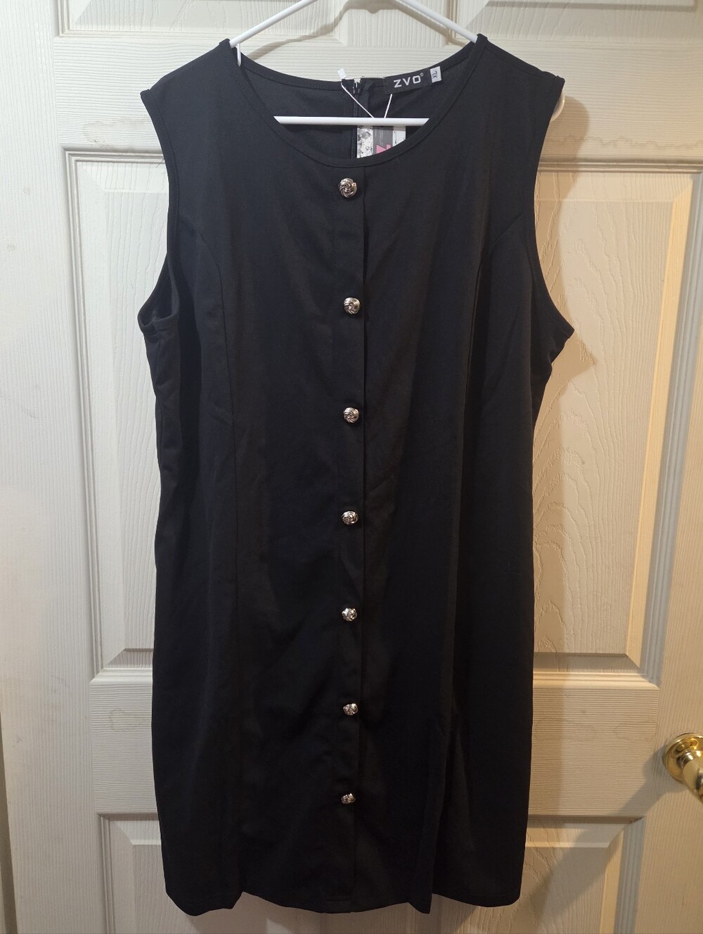 Women's Black Sleeveless Button-Front Dress NEW WITH TAGS Size XL